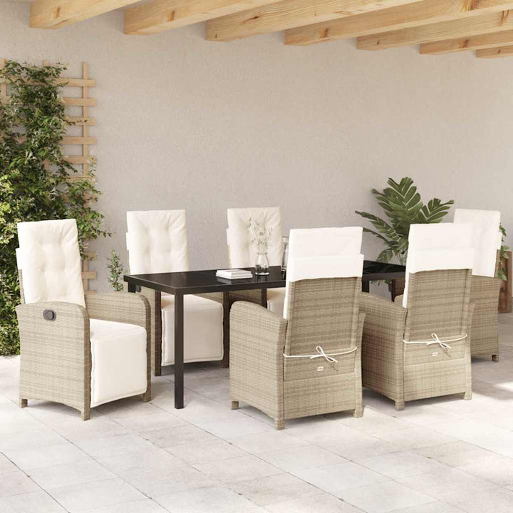 Have Spisebordssæt med pude 7 pcs Beige polyrattan
