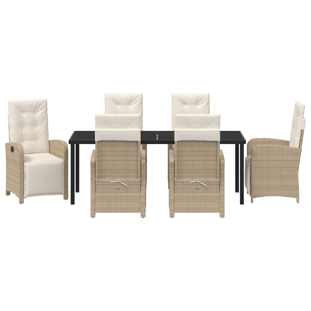 Have Spisebordssæt med pude 7 pcs Beige polyrattan