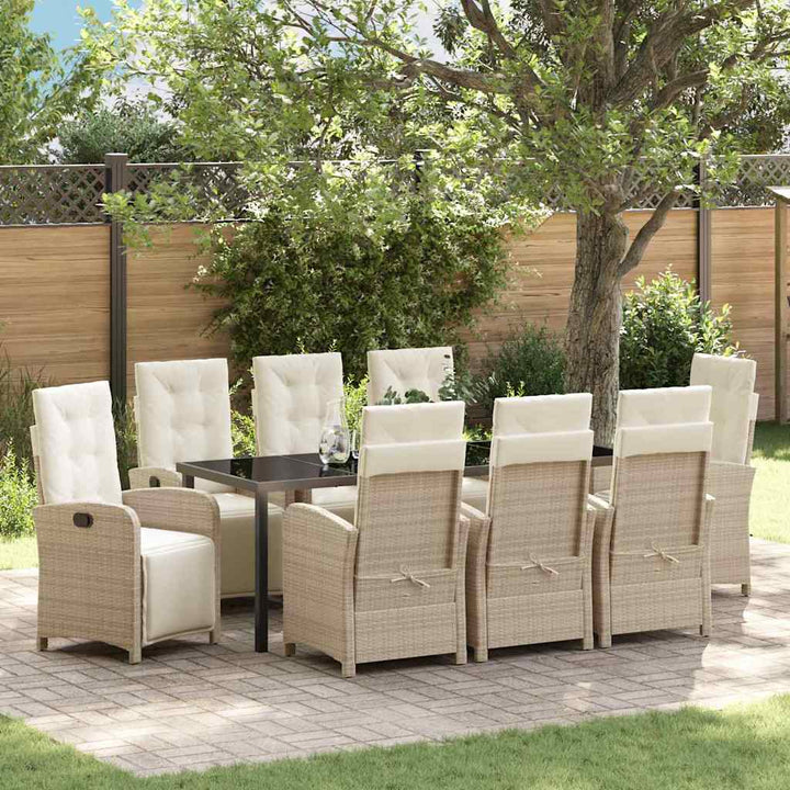 Have Spisebordssæt med pude 9 pcs Beige polyrattan