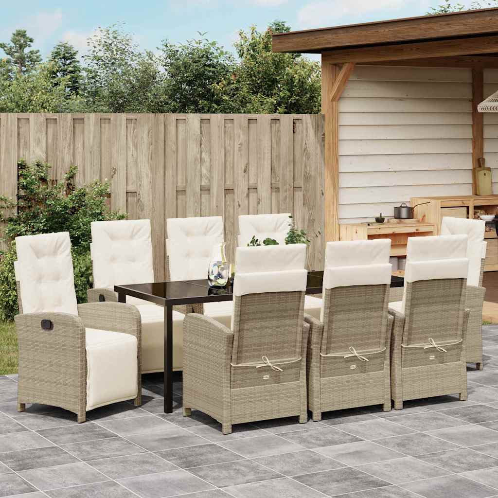 Have Spisebordssæt med pude 9 pcs Beige polyrattan