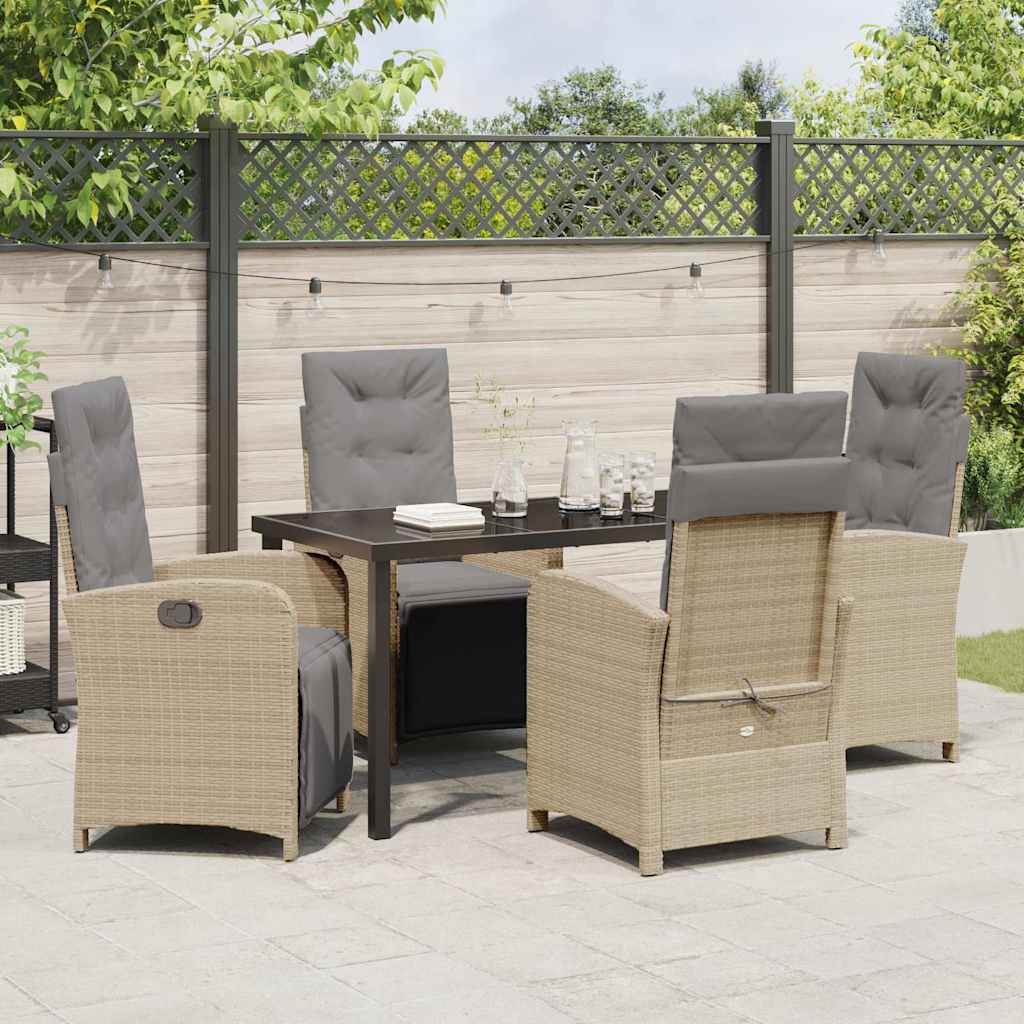 Have Spisebordssæt med pude 5 pcs Beige polyrattan