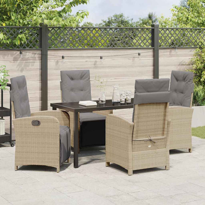 Have Spisebordssæt med pude 5 pcs Beige polyrattan
