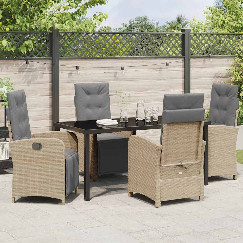 Have Spisebordssæt med pude 5 pcs Beige polyrattan