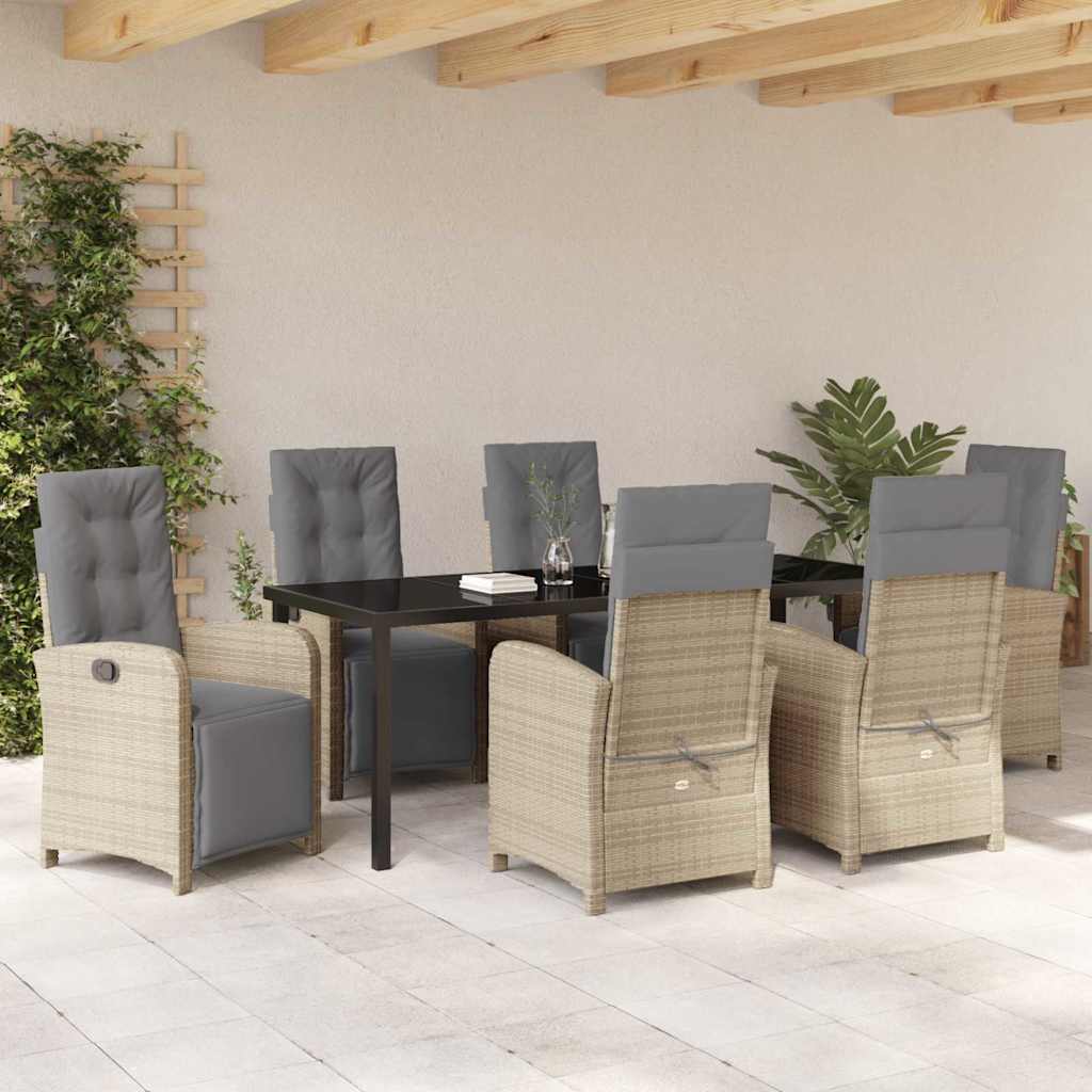 Have Spisebordssæt med pude 7 pcs Beige polyrattan