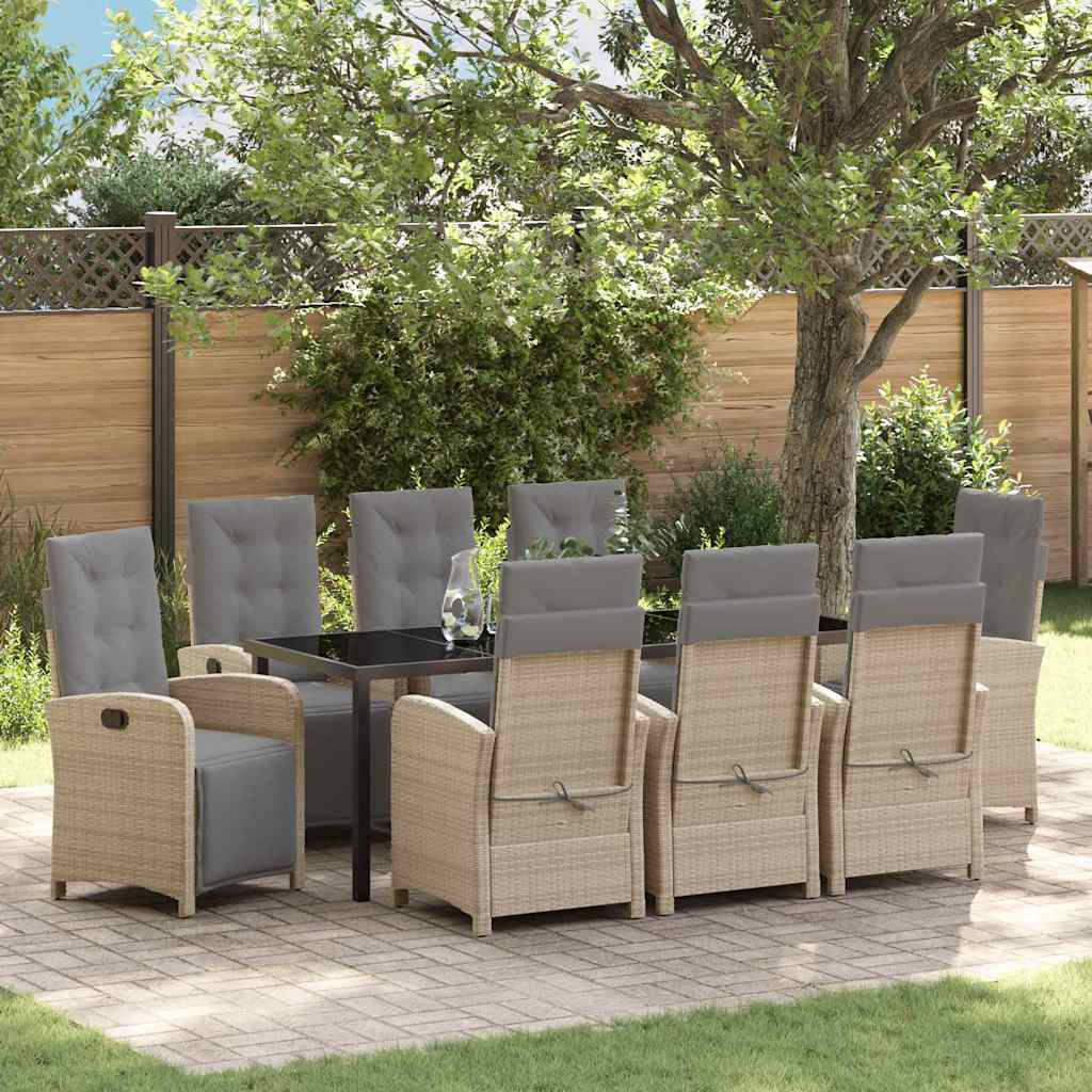 Have Spisebordssæt med pude 9 pcs Beige polyrattan