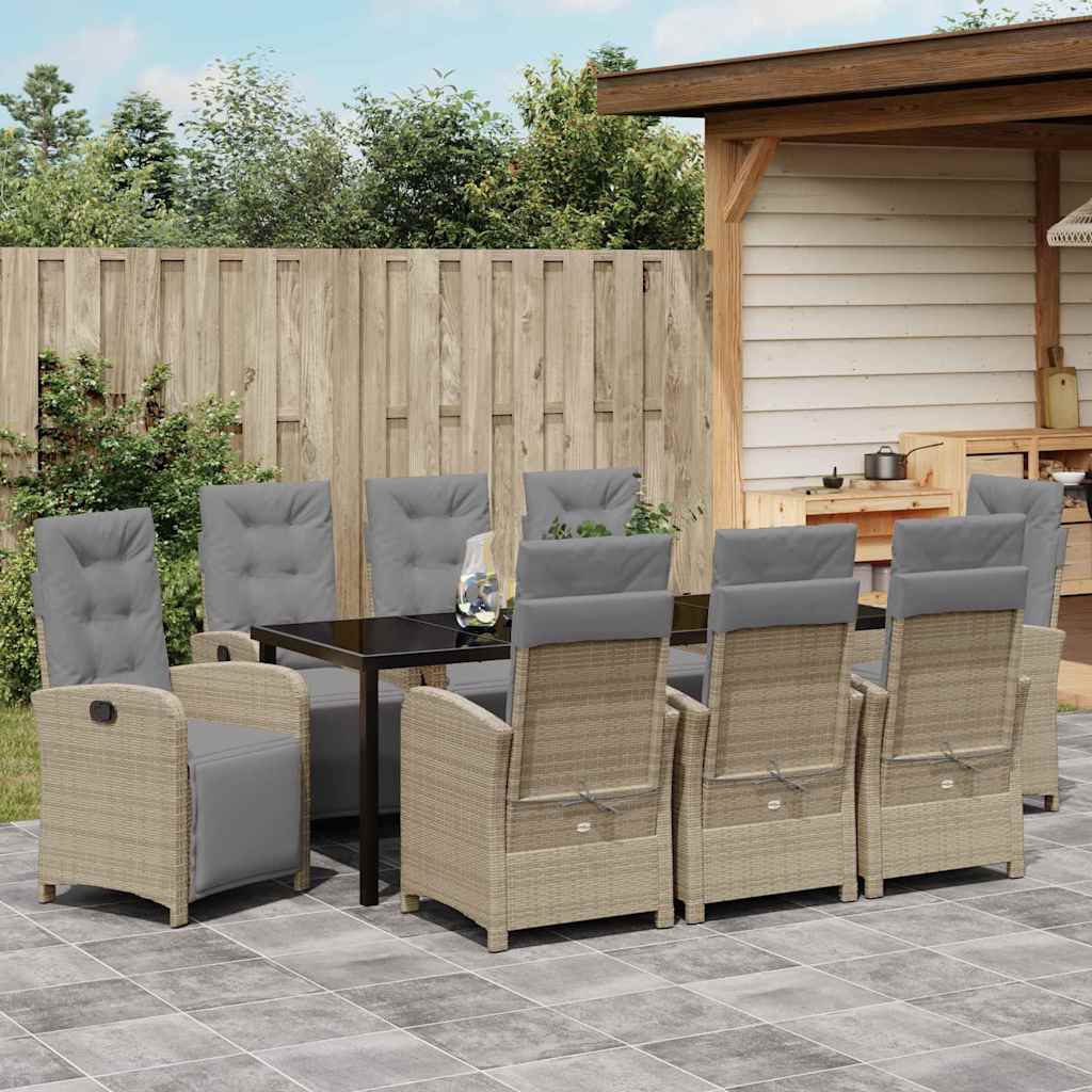 Have Spisebordssæt med pude 9 pcs Beige polyrattan