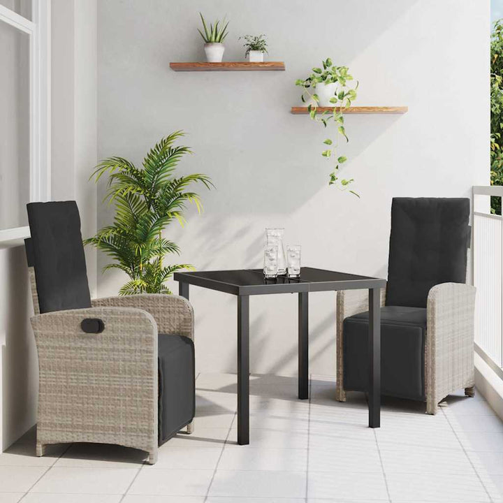Have Spisebordssæt med pude 3 pcs Lysegrå polyrattan
