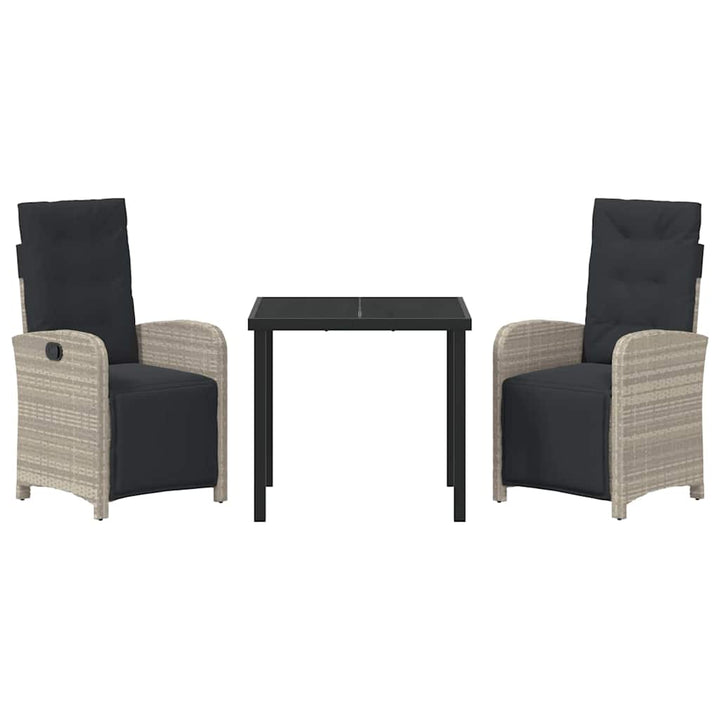 Have Spisebordssæt med pude 3 pcs Lysegrå polyrattan