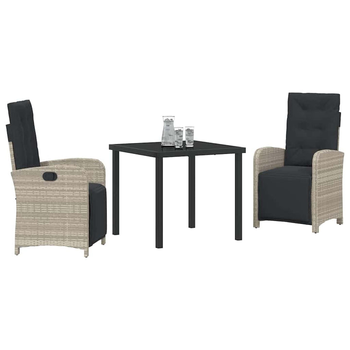 Have Spisebordssæt med pude 3 pcs Lysegrå polyrattan