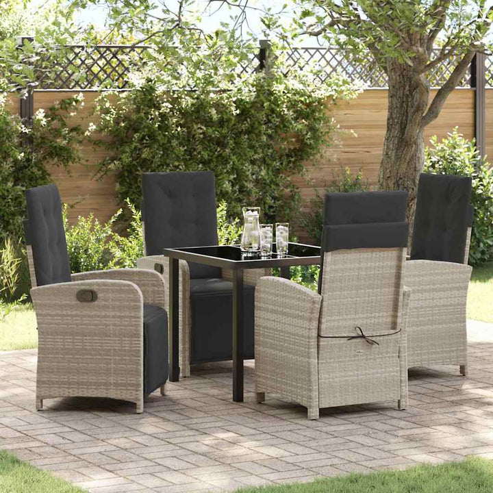 Have Spisebordssæt med pude 5 pcs Lysegrå polyrattan
