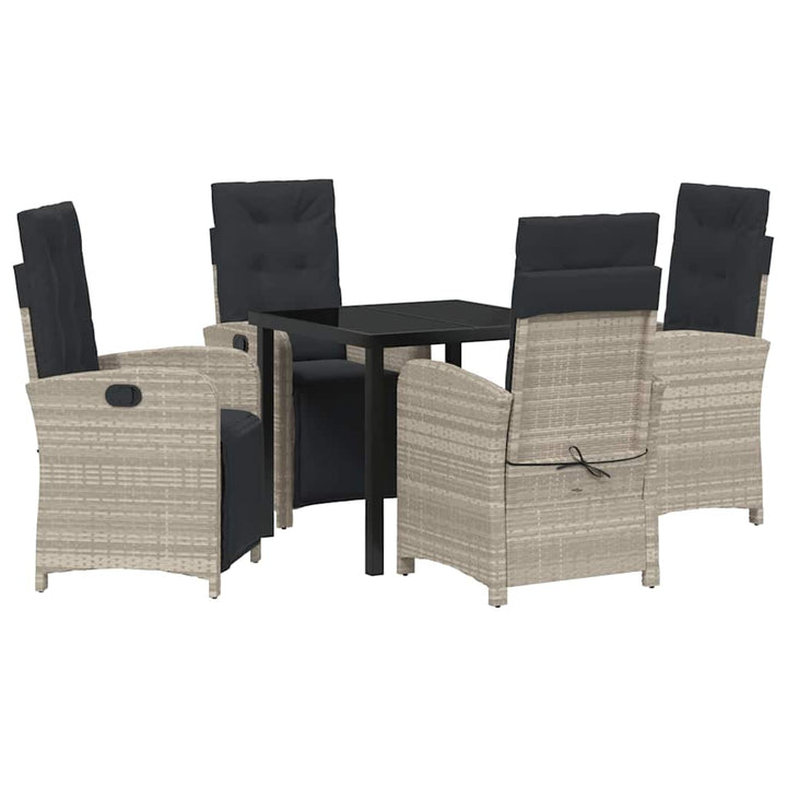 Have Spisebordssæt med pude 5 pcs Lysegrå polyrattan