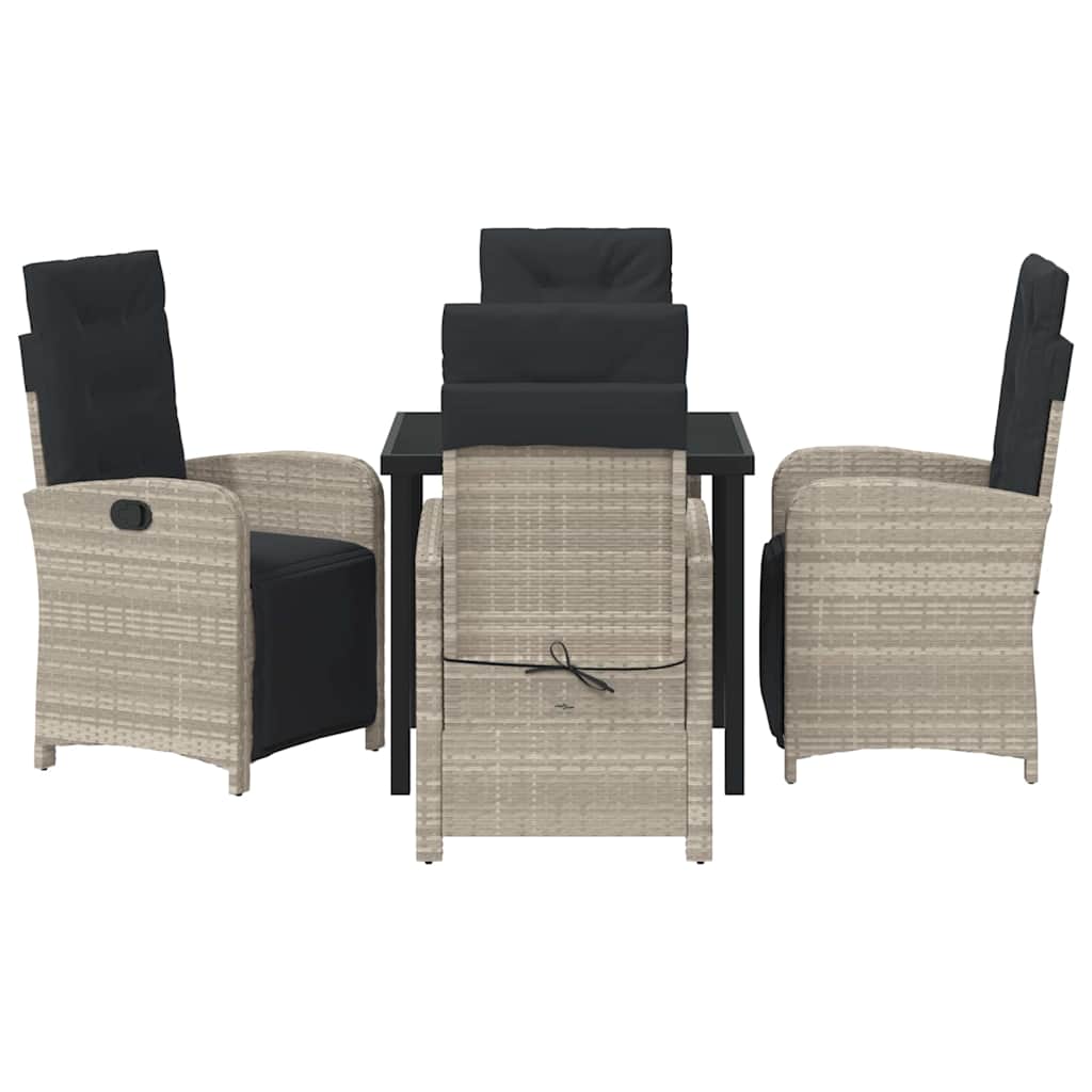 Have Spisebordssæt med pude 5 pcs Lysegrå polyrattan