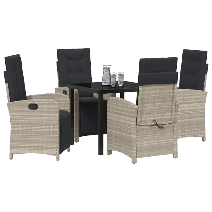 Have Spisebordssæt med pude 5 pcs Lysegrå polyrattan