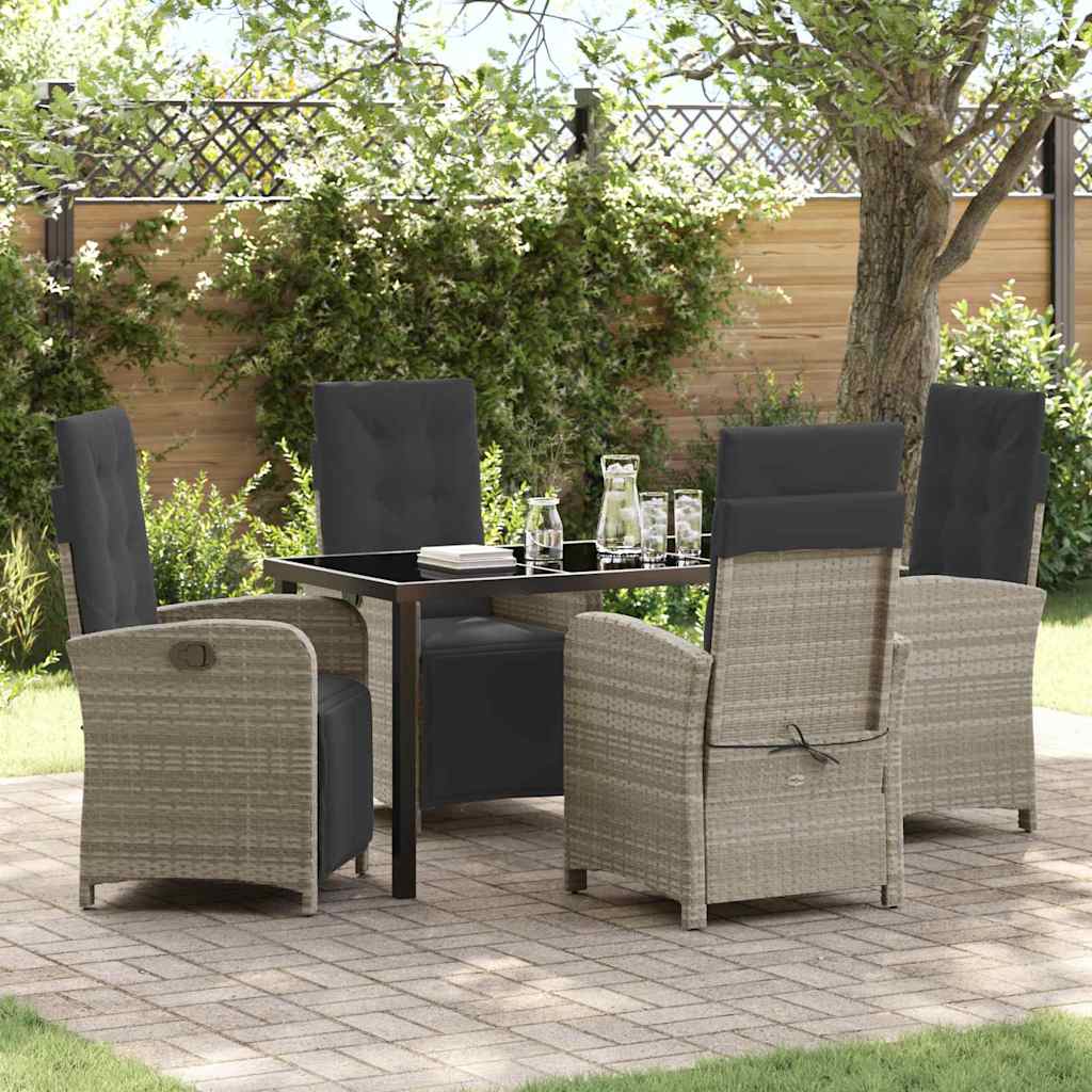 Have Spisebordssæt med pude 5 pcs Lysegrå polyrattan