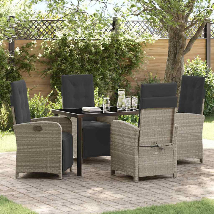 Have Spisebordssæt med pude 5 pcs Lysegrå polyrattan