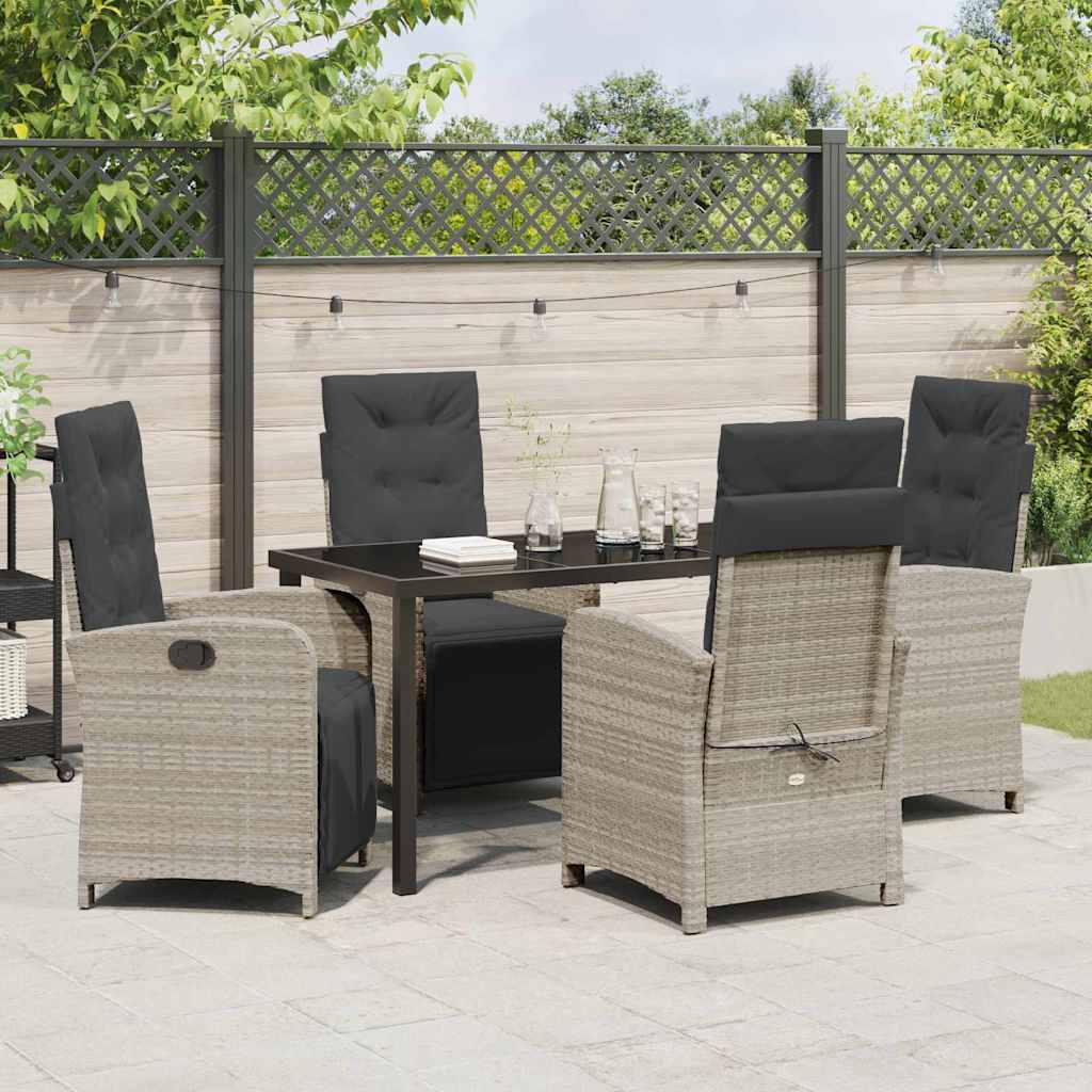 Have Spisebordssæt med pude 5 pcs Lysegrå polyrattan