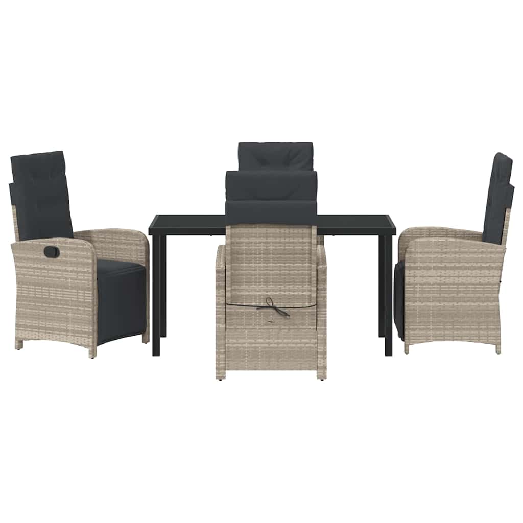 Have Spisebordssæt med pude 5 pcs Lysegrå polyrattan