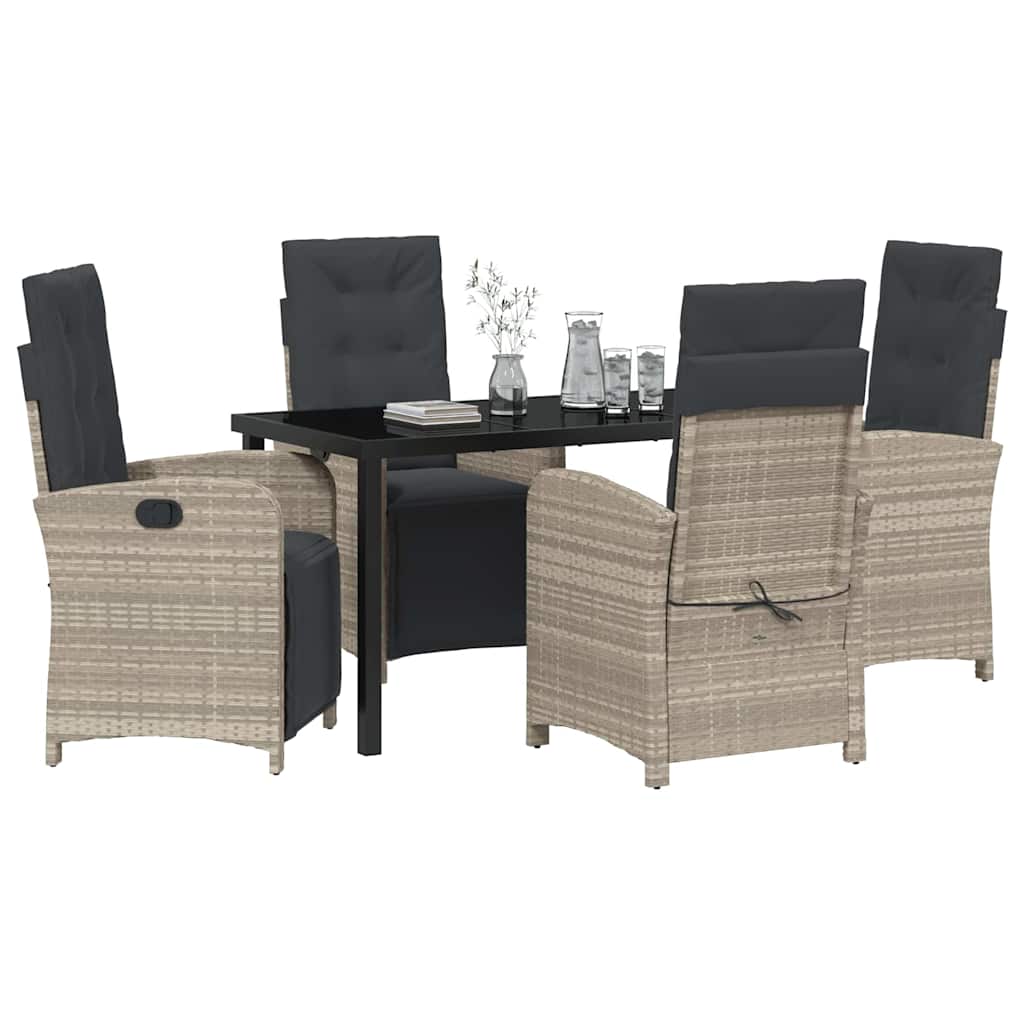Have Spisebordssæt med pude 5 pcs Lysegrå polyrattan