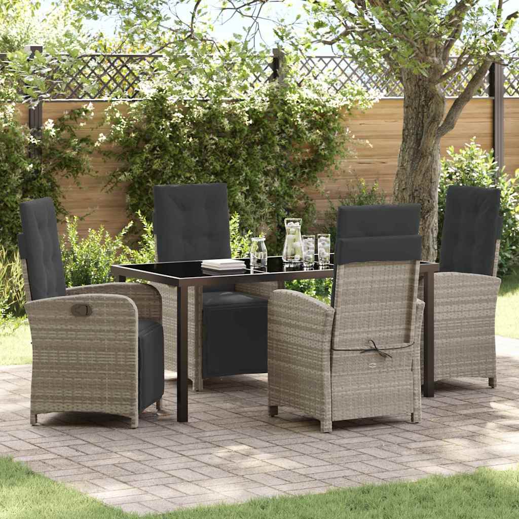 Have Spisebordssæt med pude 5 pcs Lysegrå polyrattan