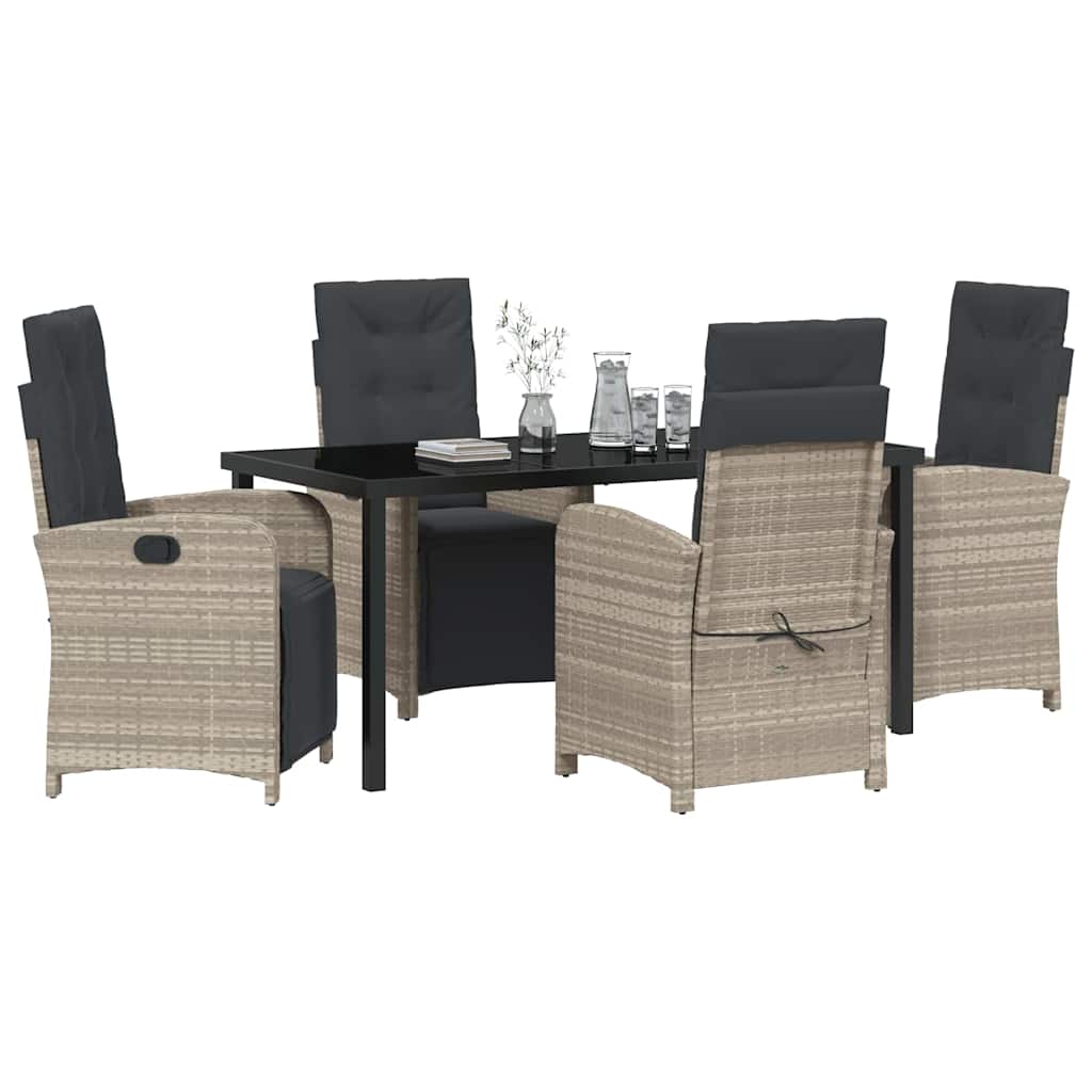 Have Spisebordssæt med pude 5 pcs Lysegrå polyrattan