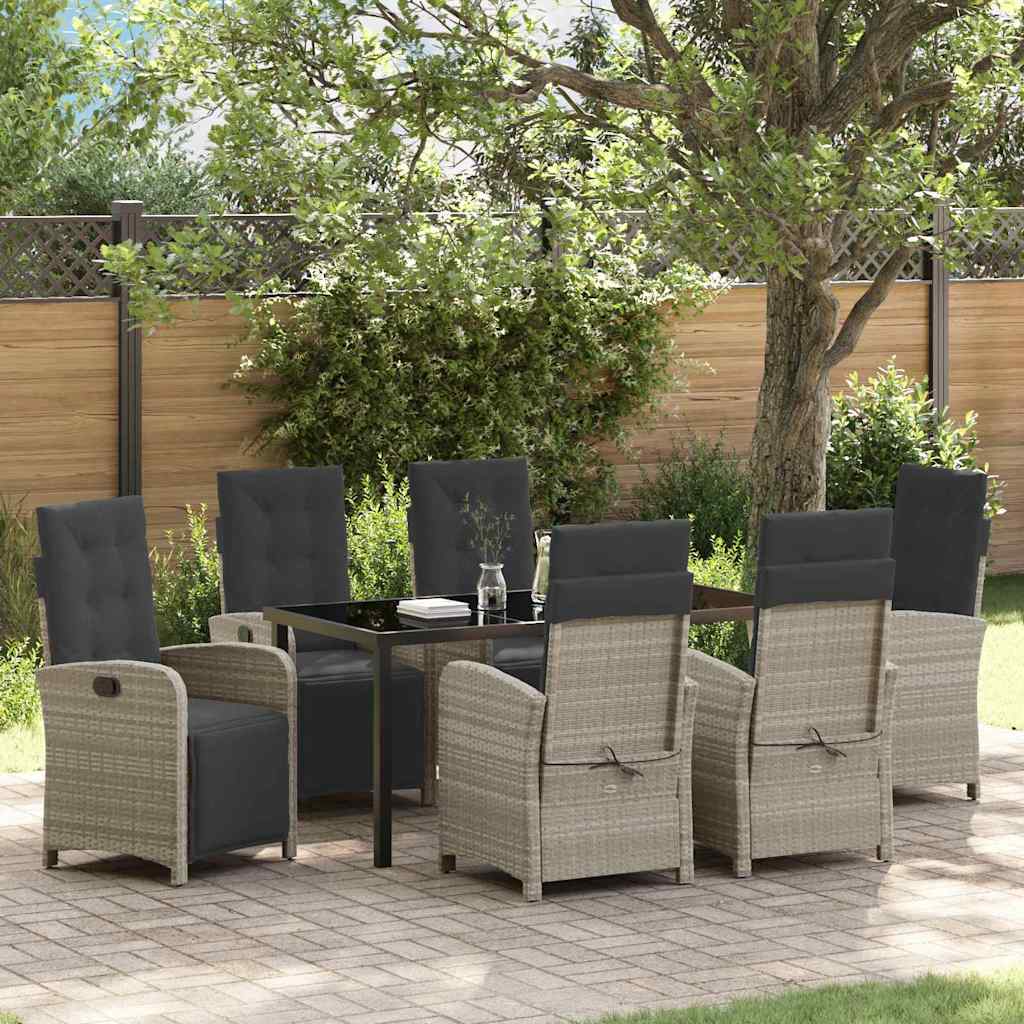 Have Spisebordssæt med pude 7 pcs Lysegrå polyrattan