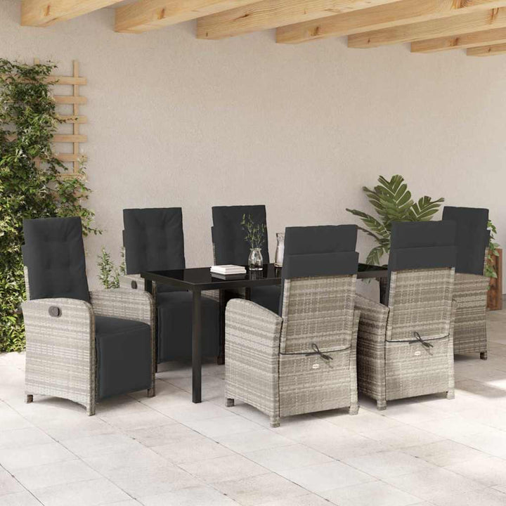 Have Spisebordssæt med pude 7 pcs Lysegrå polyrattan