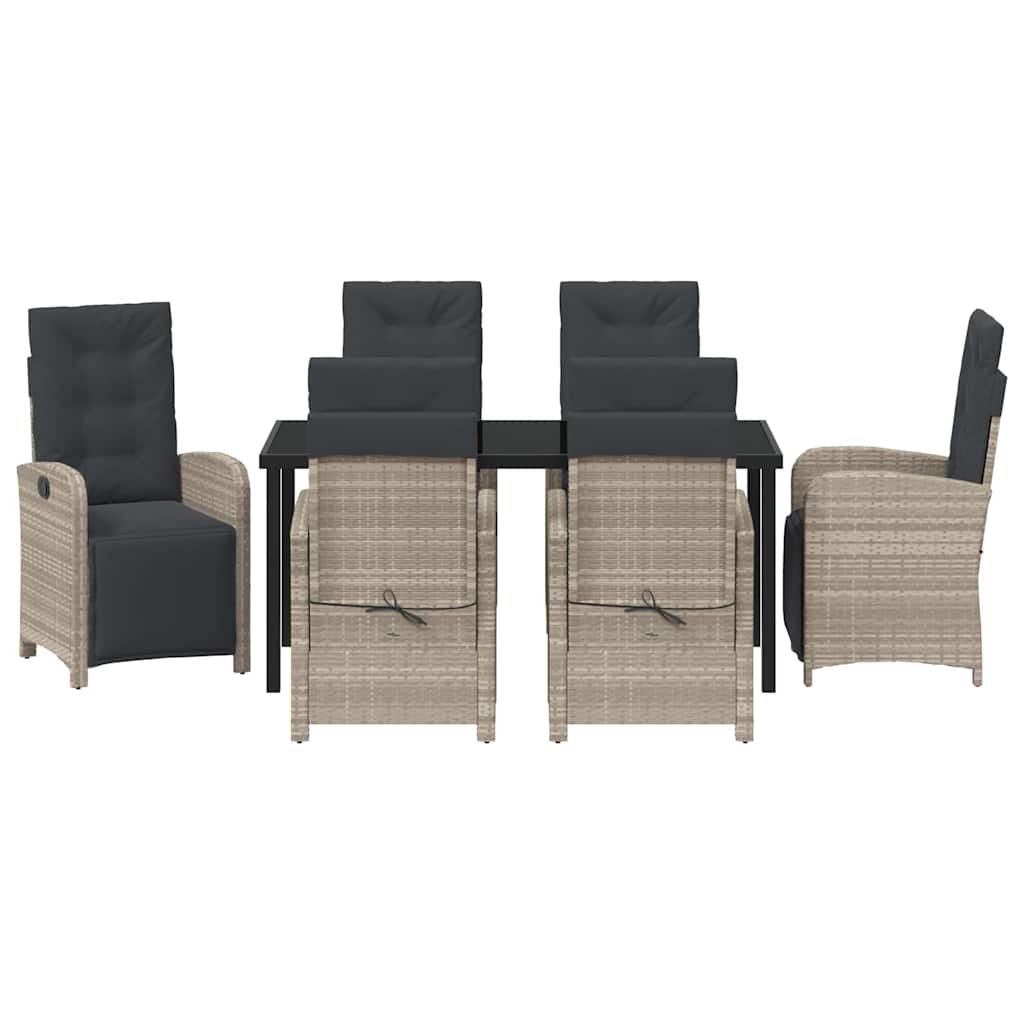 Have Spisebordssæt med pude 7 pcs Lysegrå polyrattan