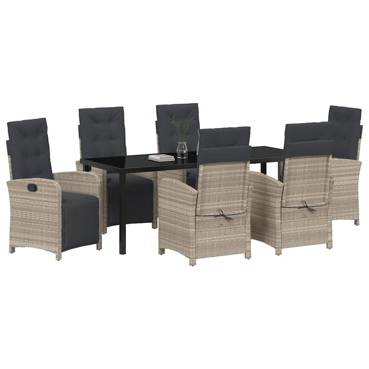 Have Spisebordssæt med pude 7 pcs Lysegrå polyrattan