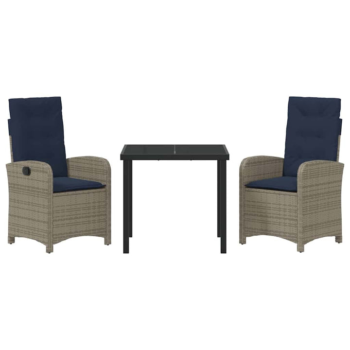 Have Spisebordssæt med pude 3 pcs Grå polyrattan