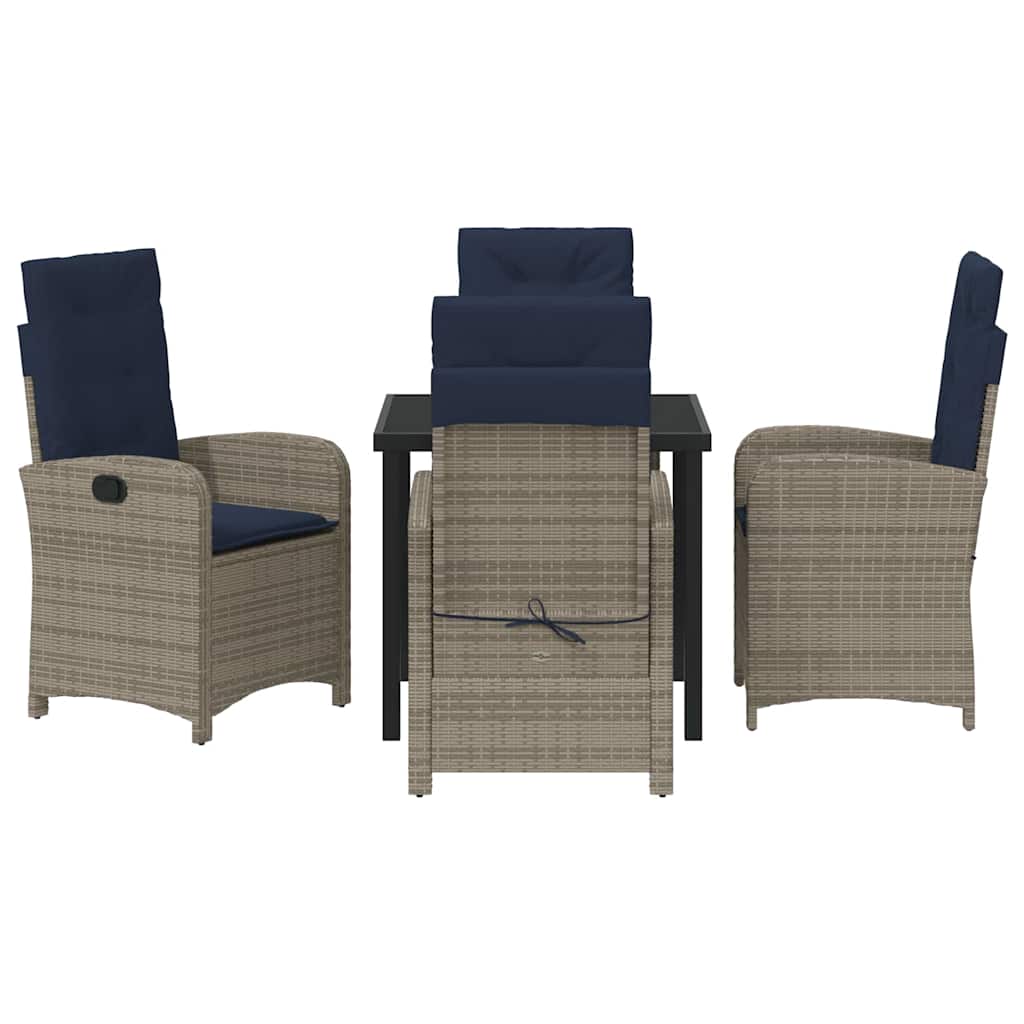 Have Spisebordssæt med pude 5 pcs Grå polyrattan