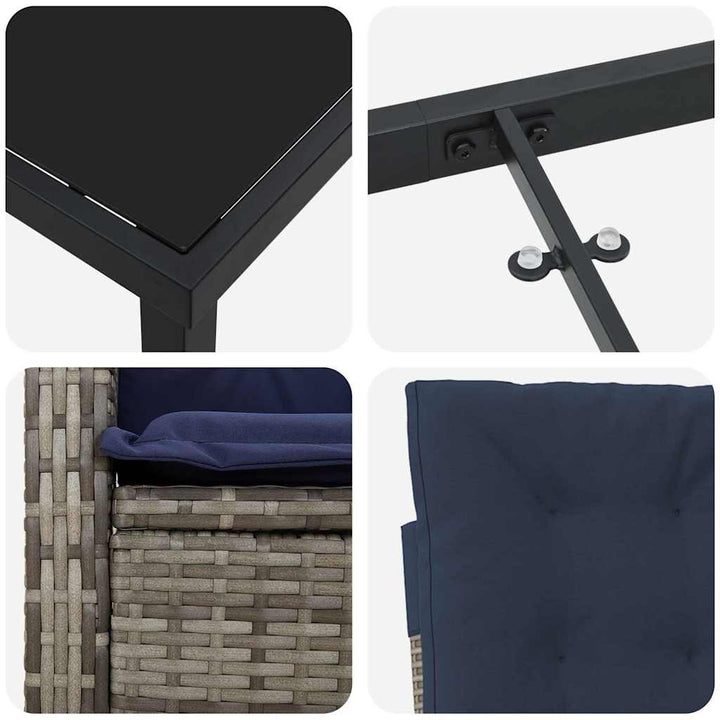 Have Spisebordssæt med pude 5 pcs Grå polyrattan