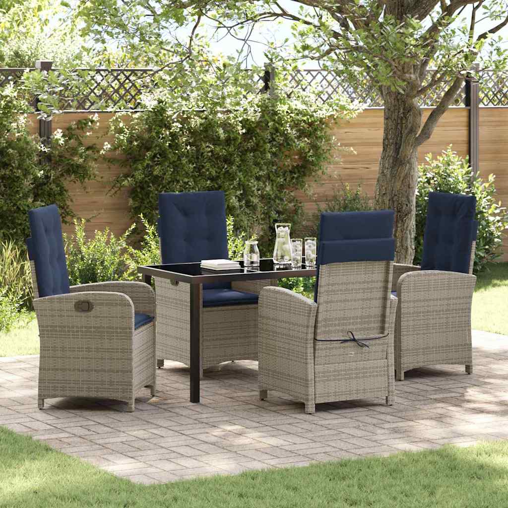 Have Spisebordssæt med pude 5 pcs Grå polyrattan