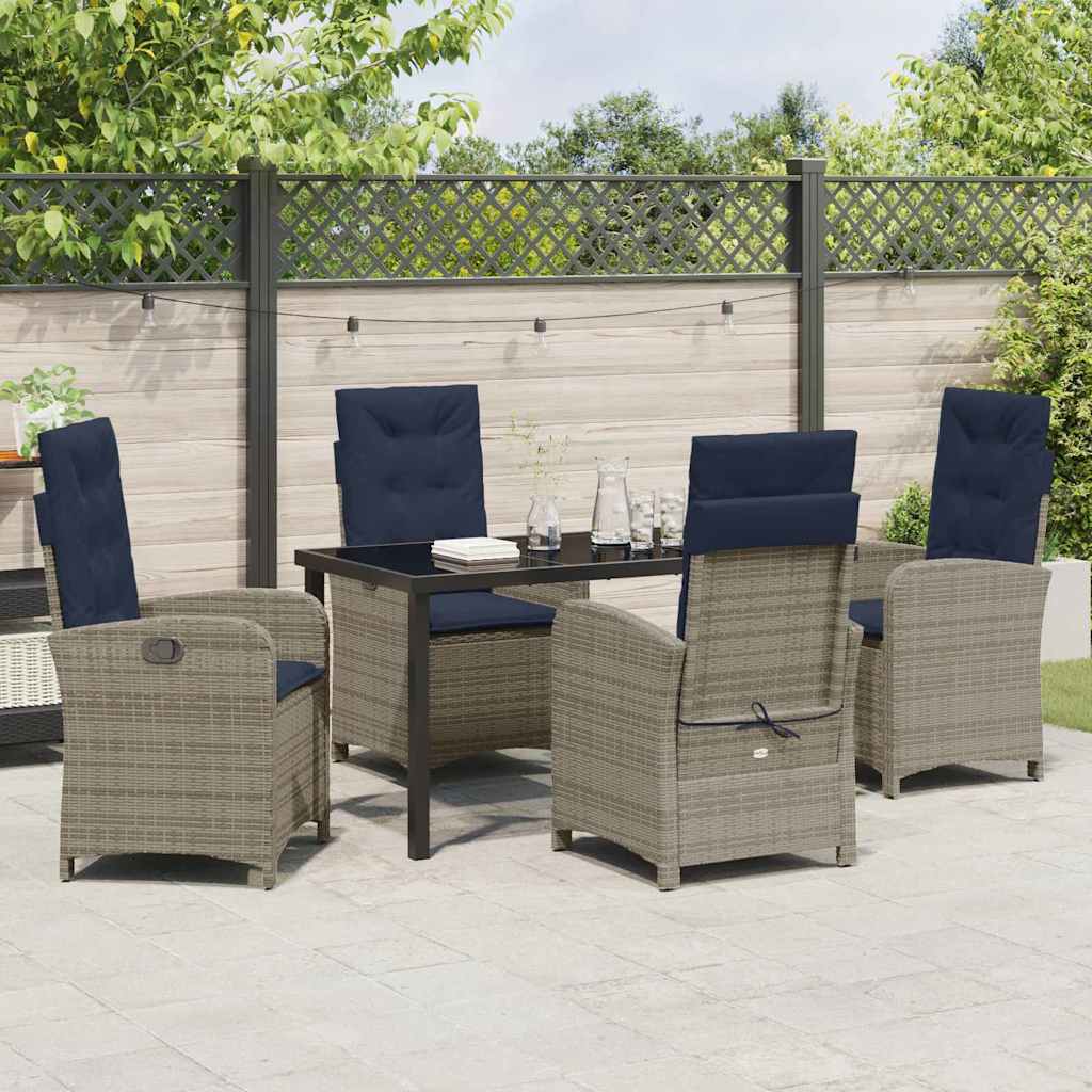 Have Spisebordssæt med pude 5 pcs Grå polyrattan