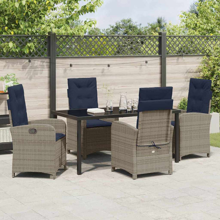 Have Spisebordssæt med pude 5 pcs Grå polyrattan