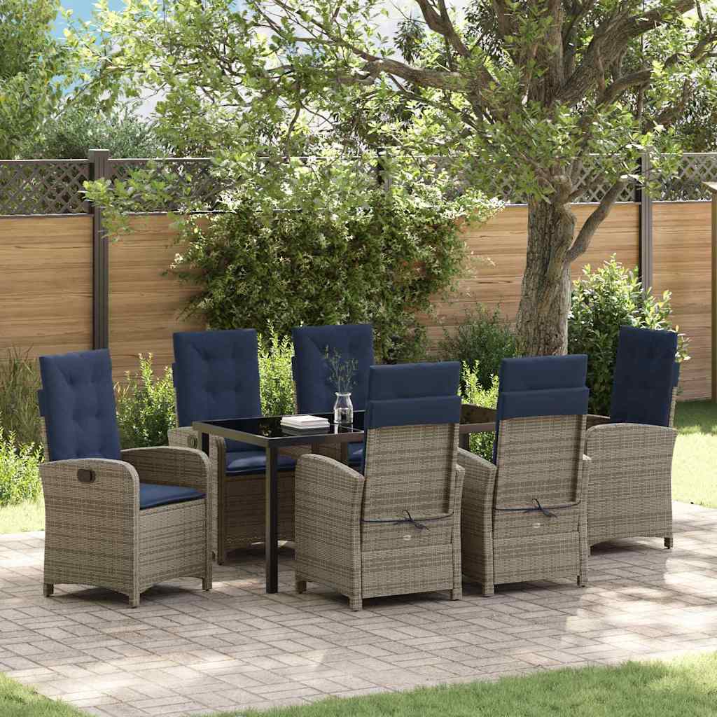 Have Spisebordssæt med pude 7 pcs Grå polyrattan