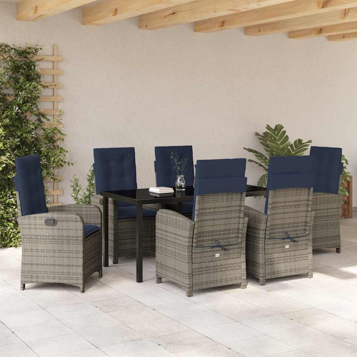 Have Spisebordssæt med pude 7 pcs Grå polyrattan
