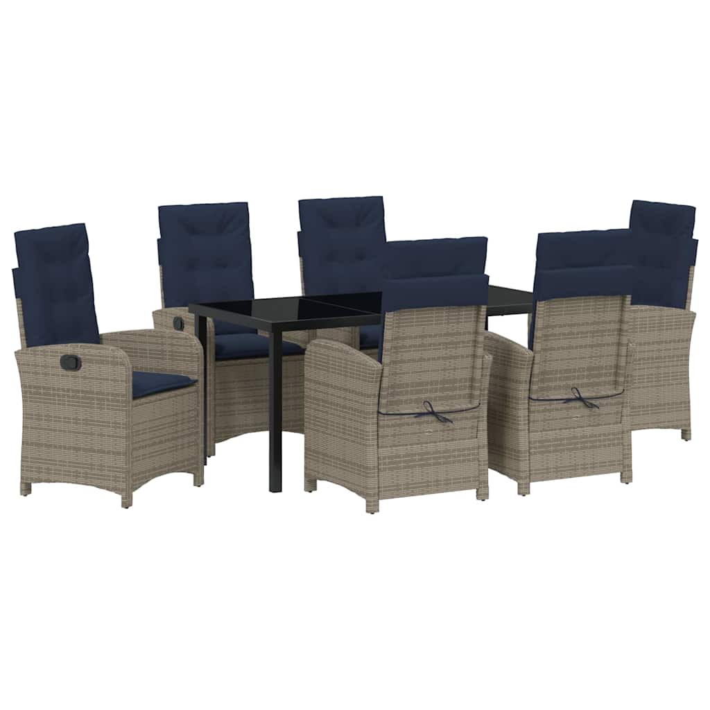 Have Spisebordssæt med pude 7 pcs Grå polyrattan