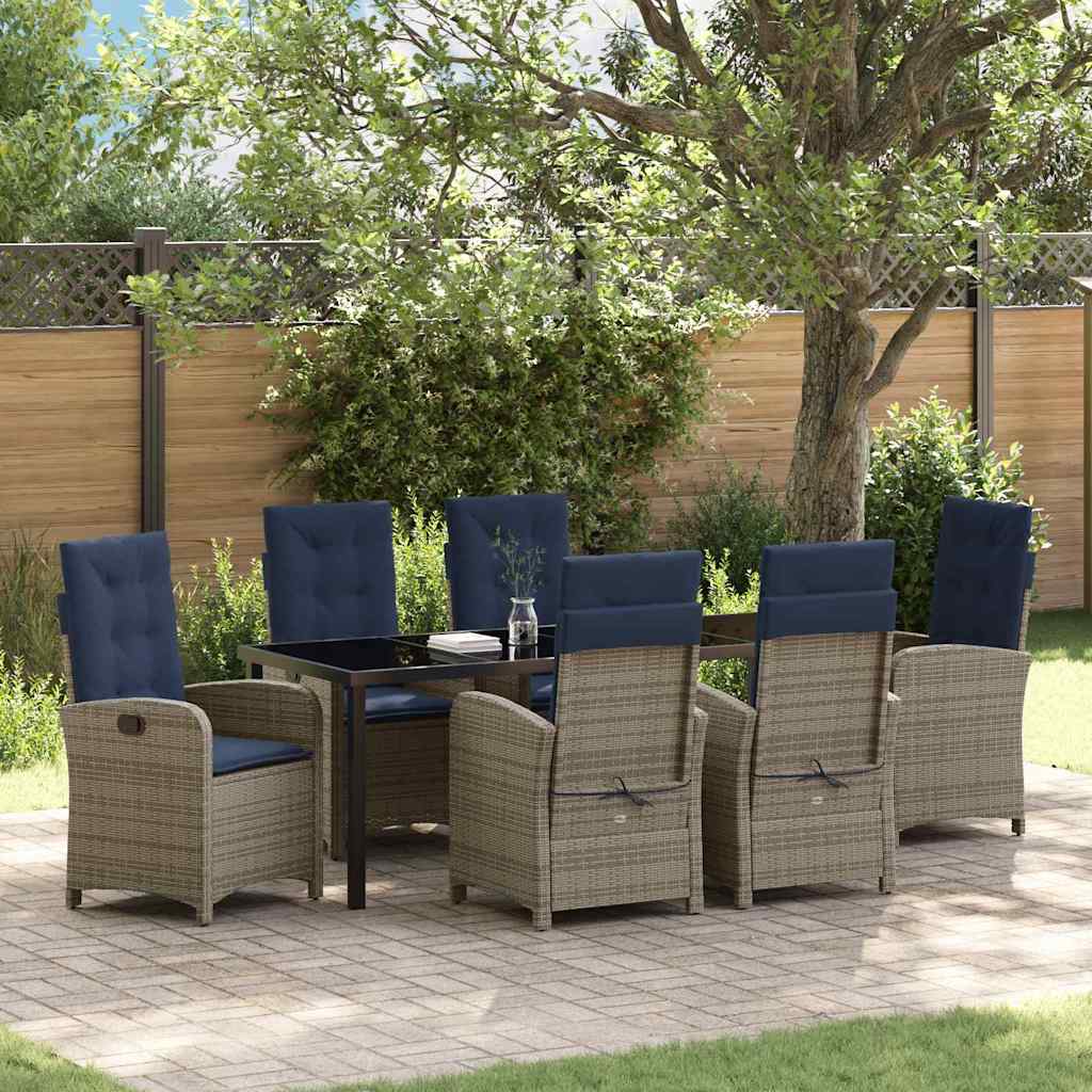 Have Spisebordssæt med pude 7 pcs Grå polyrattan