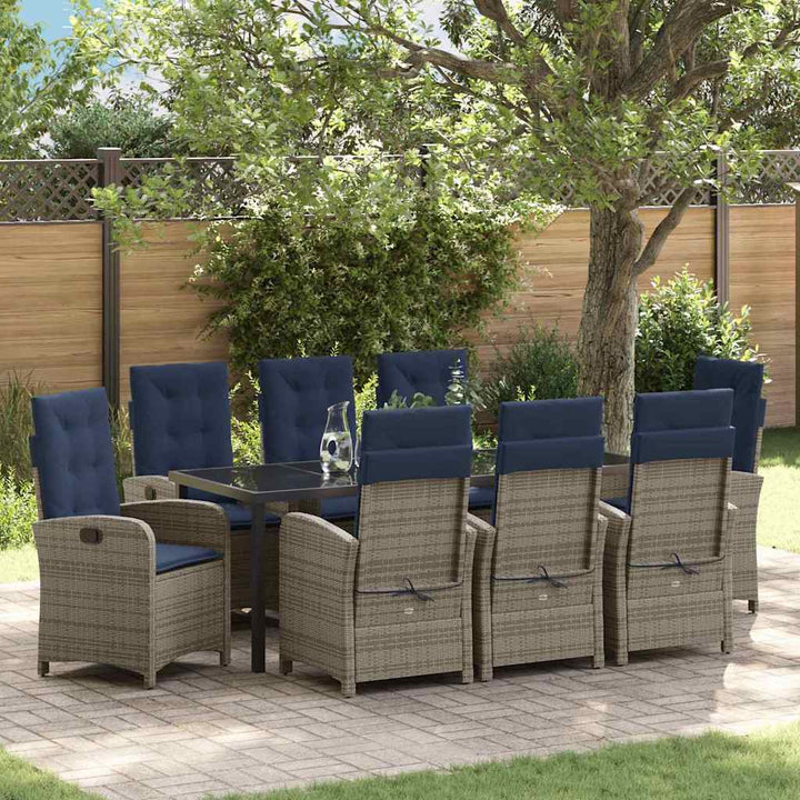 Have Spisebordssæt med pude 9 pcs Grå polyrattan