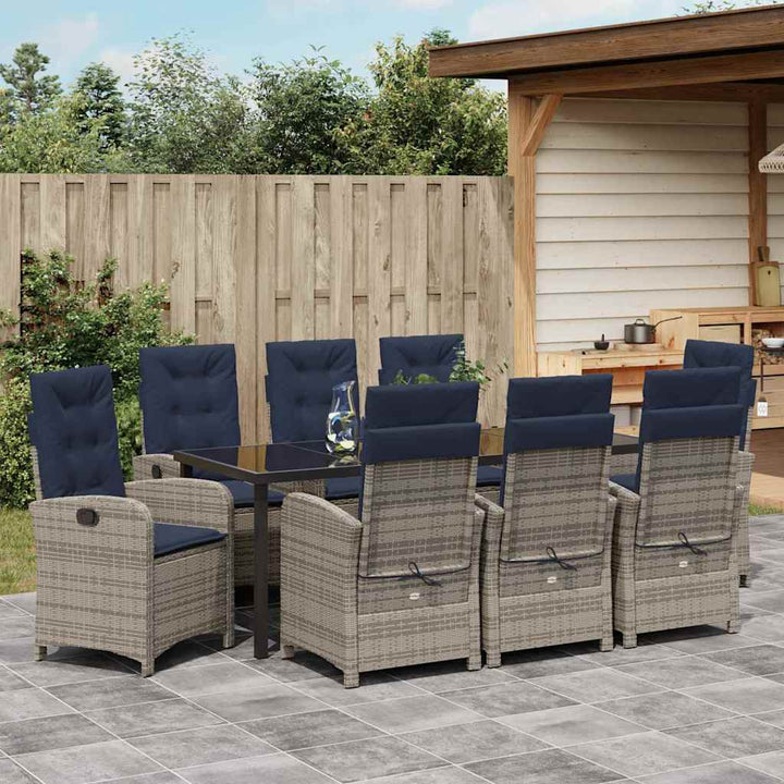 Have Spisebordssæt med pude 9 pcs Grå polyrattan