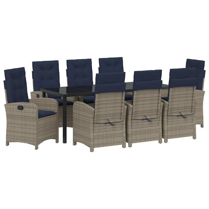 Have Spisebordssæt med pude 9 pcs Grå polyrattan