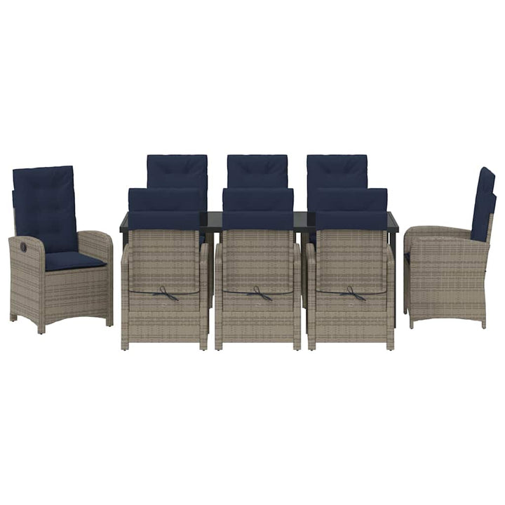 Have Spisebordssæt med pude 9 pcs Grå polyrattan