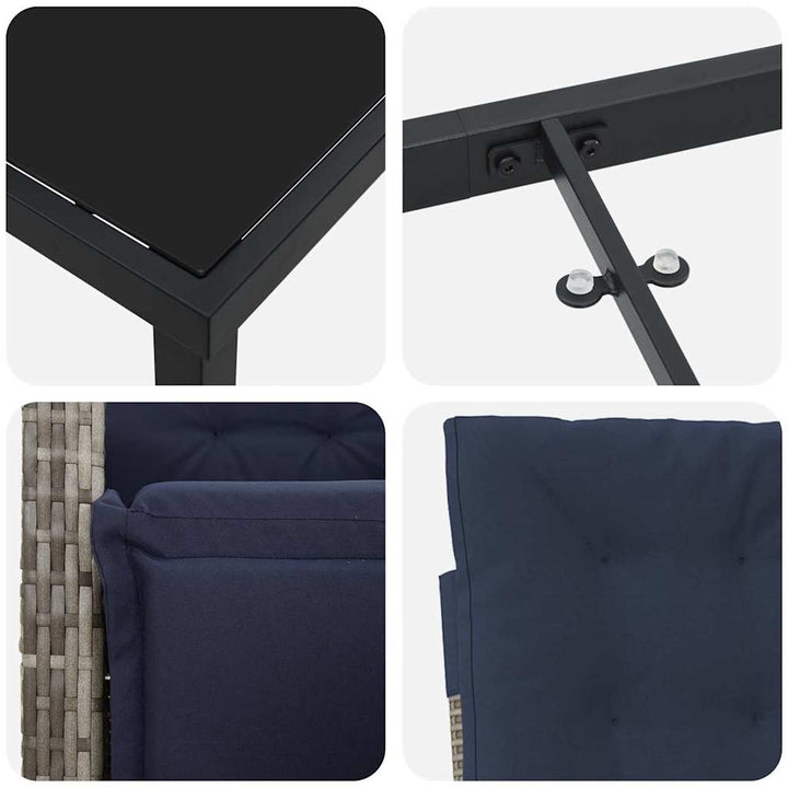 Have Spisebordssæt med pude 3 pcs Grå polyrattan