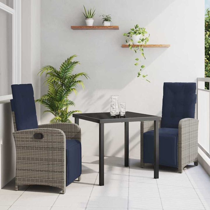 Have Spisebordssæt med pude 3 pcs Grå polyrattan