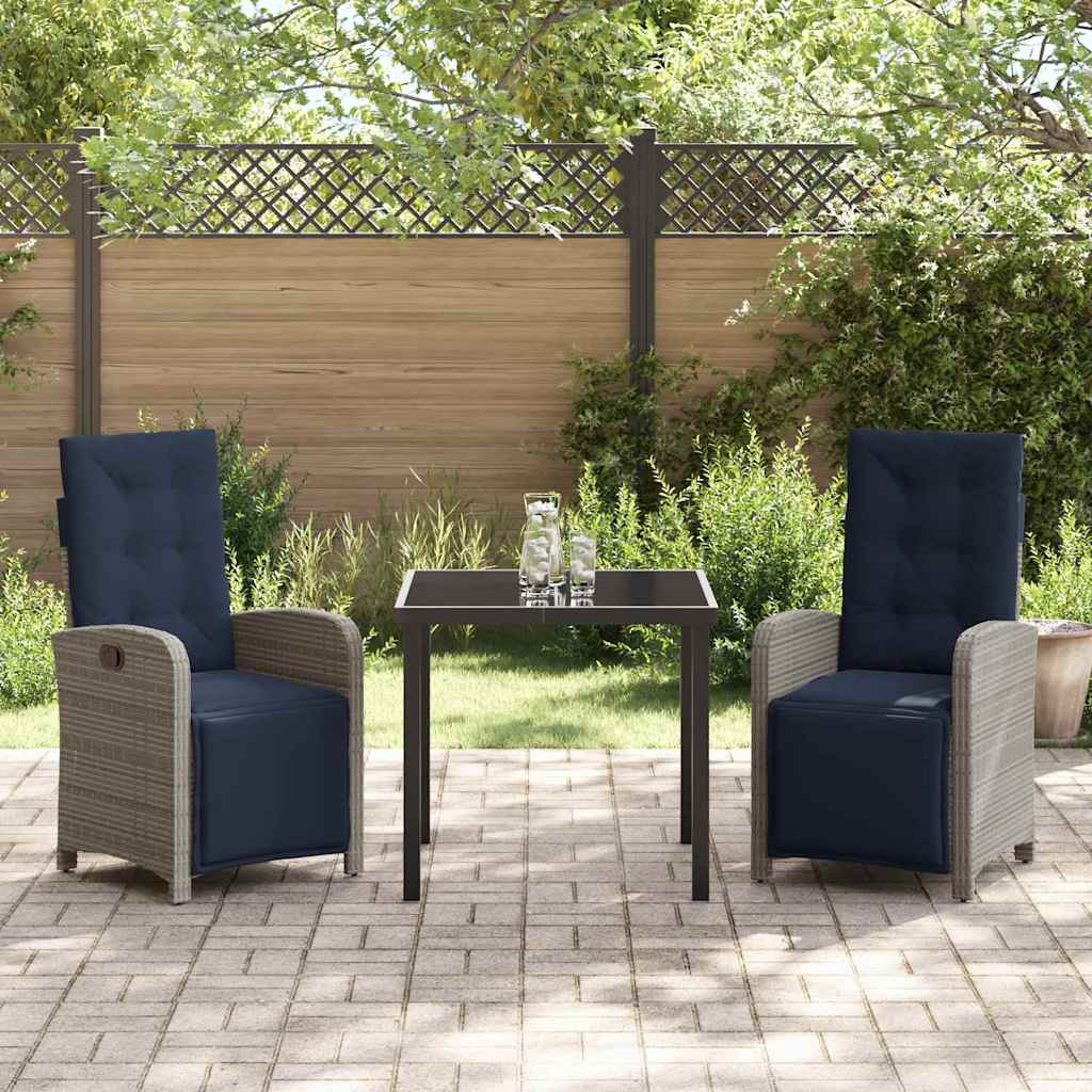 Have Spisebordssæt med pude 3 pcs Grå polyrattan