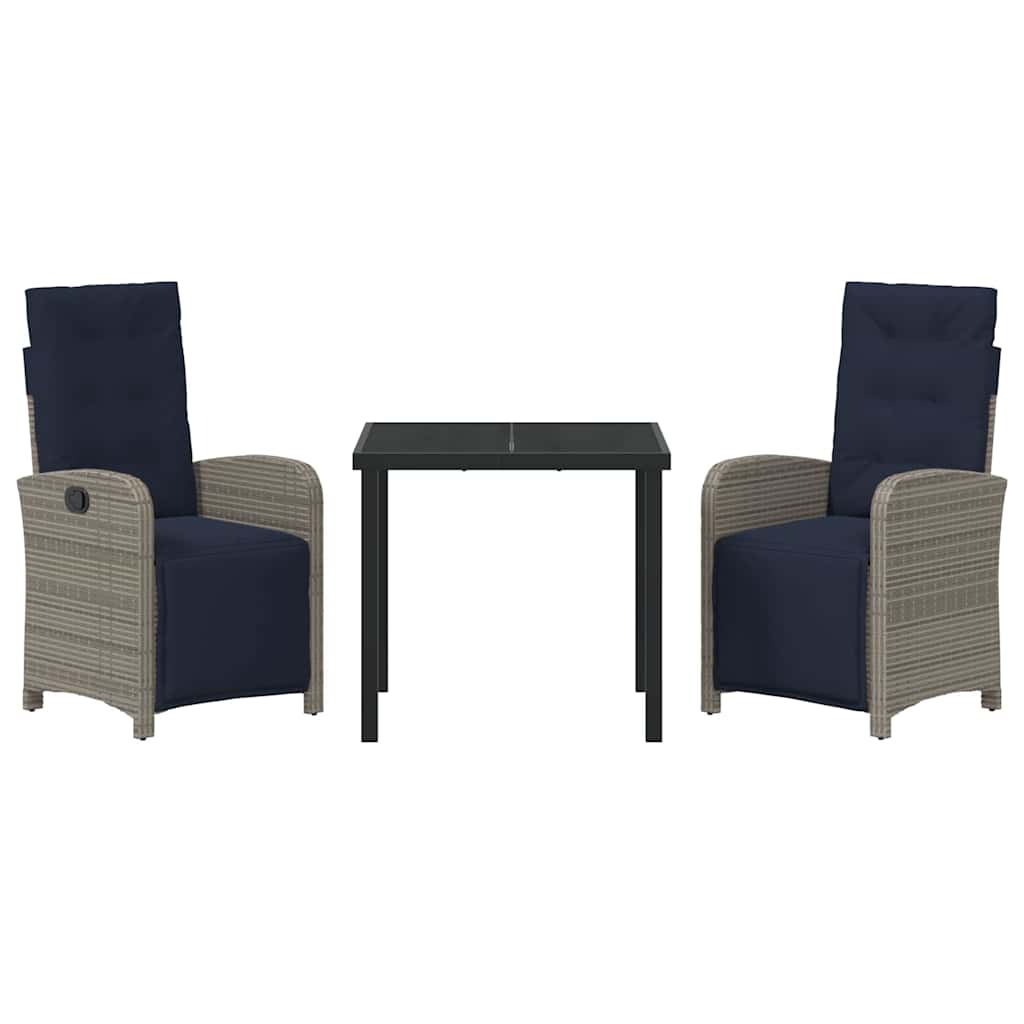 Have Spisebordssæt med pude 3 pcs Grå polyrattan