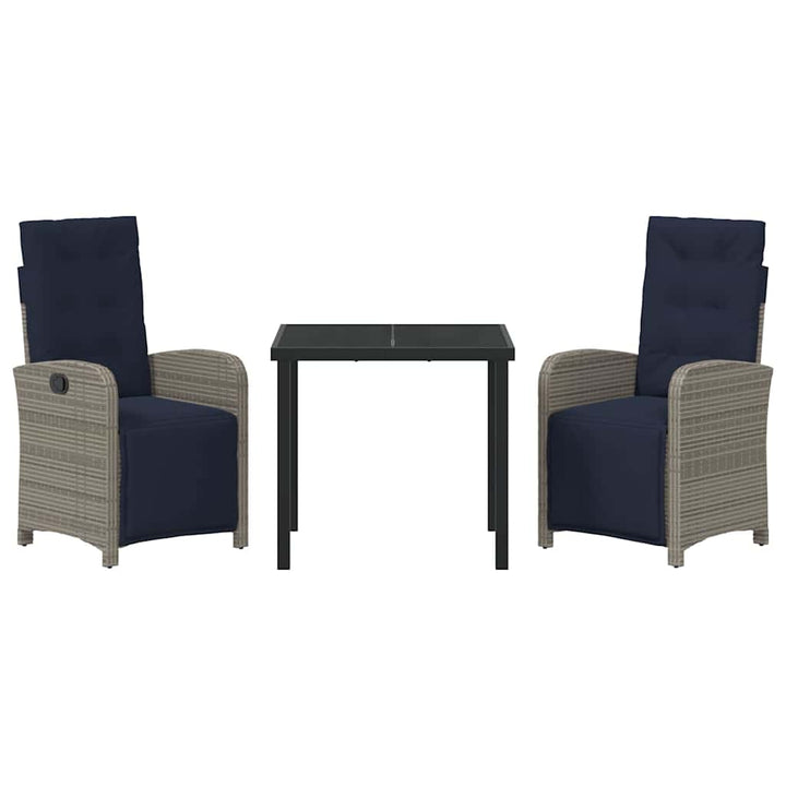 Have Spisebordssæt med pude 3 pcs Grå polyrattan