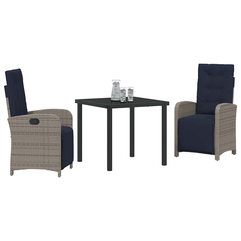 Have Spisebordssæt med pude 3 pcs Grå polyrattan