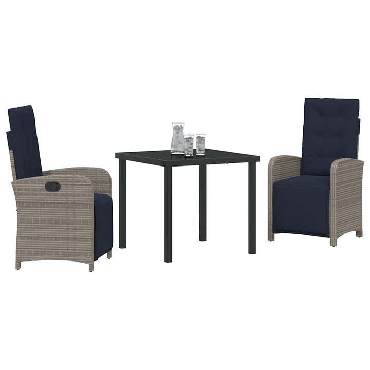 Have Spisebordssæt med pude 3 pcs Grå polyrattan