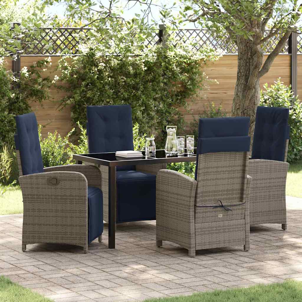 Have Spisebordssæt med pude 5 pcs Grå polyrattan